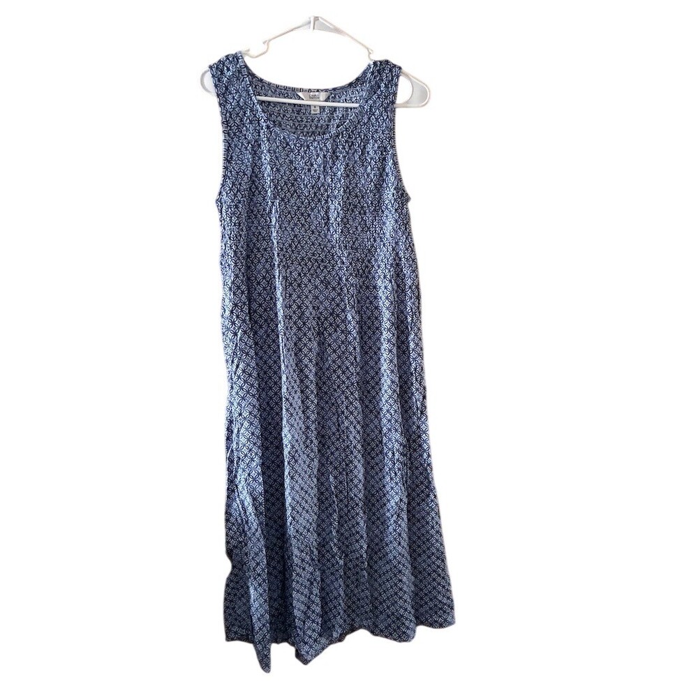 Sonoma Midi Dress Womens Size M Blue & White Geometric Sleeveless Casual